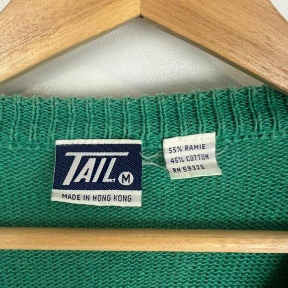 Vintage 1980s Tail ramie Cotton Graphic Pullover - Abstract Cozy Vibes 80s - Picture 9 of 11